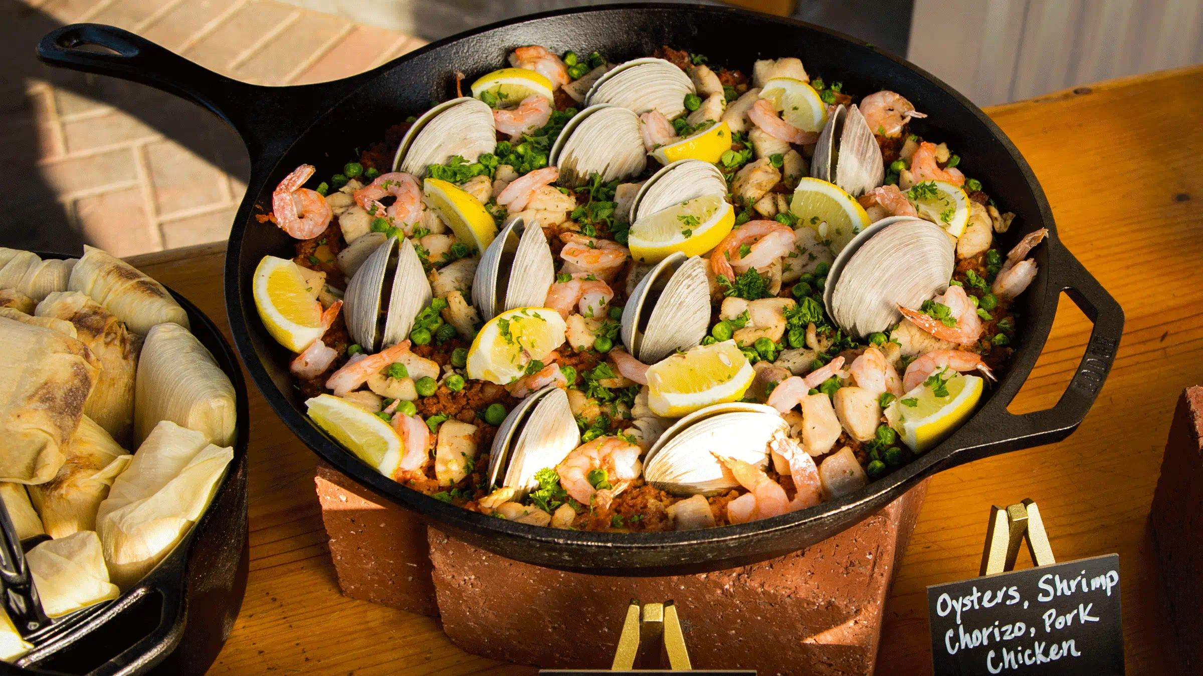 Baked clams in a cast iron